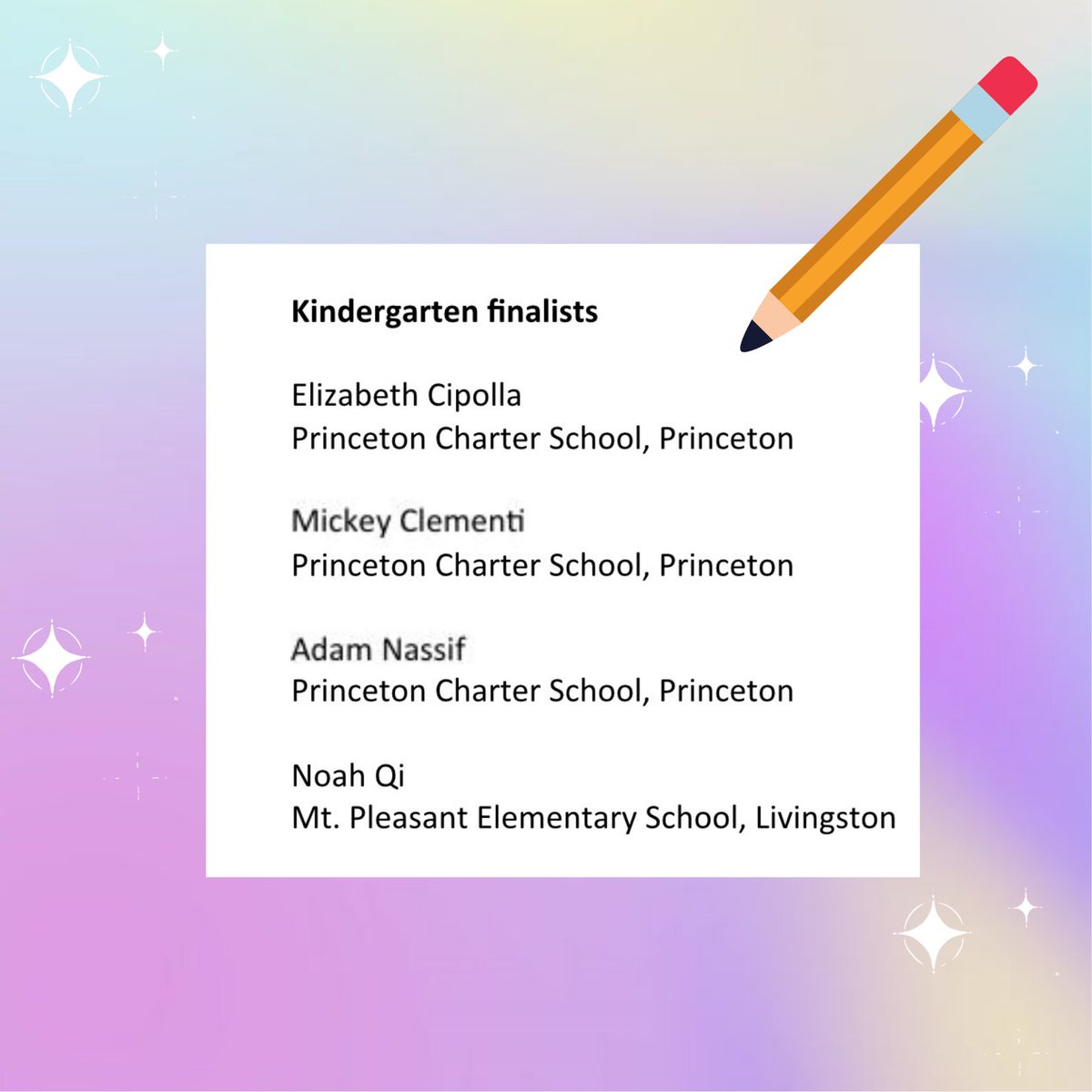 NJLiteracy's tweet photo. A little sparkle ✨ for this Monday morning. Here are all our Annual Student Writing Contest Winners! @DrSDougherty @maxman_jenna  @JuliB224 @MissNikkiIn5th @DrKennethKunz @BerneroLindsay @ginamschiano @KateDiskin @BenavidesB @kathys_books @born_to_educate @theteachernme https://t.co/fOERUv2kfM