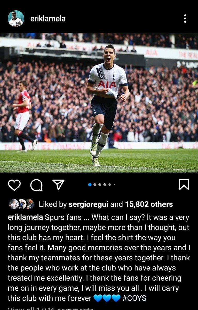 RT @AlasdairGold: Erik Lamela's farewell to Spurs fans from his Instagram account. https://t.co/mDezO6JLuu