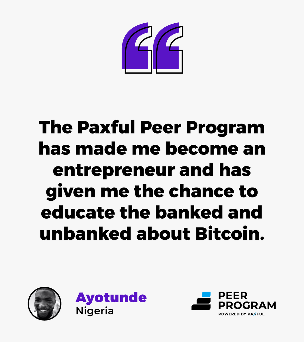 PaxfulPeer's tweet photo. Meet #PaxfulPeer Ayotunde and here's what he thinks about the #PaxfulPeerProgram! 🙌

Want to be part of the Peer Program? Click here! 👇

https://t.co/91UTlbUpdy https://t.co/NCOHIXxWXH