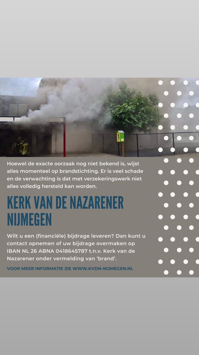 ArjenMaris's tweet photo. Onze #kerk #kvdn stond begin deze maand in #brand. #help jij ons bij de #wederopbouw? https://t.co/poFUWCScmR