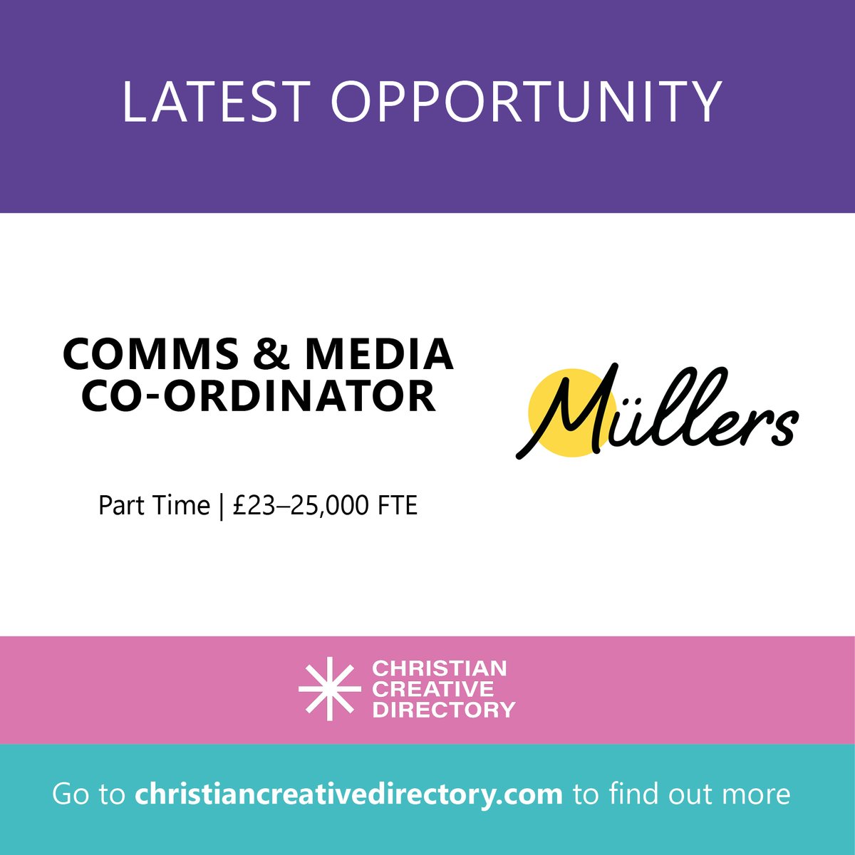 CCDukTweets's tweet photo. OPPORTUNITY: Comms &amp; Media Co-ordinator | @mullersbristol 

https://t.co/YNbxap7IZE

#Christiancreative #creativeopportunity #christianjob #marketingjob # https://t.co/b4srFJQDL5