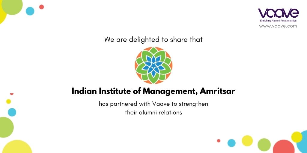 hoopstr_ai's tweet photo. One more IIM to the family :) 
IIM Amritsar, one of the top emerging IIMs, has partnered with Vaave to meaningfully engage their Alumni. We are pleased to have them on board. Welcome to the family! 

#5iims #vaave #saywow #alumniengagement #alumnirelations #alumninetwork #iimasr https://t.co/ZXx7kGbUtX