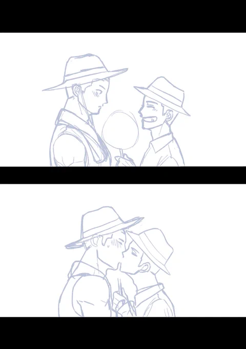 オマケ
下書きの段階ではキスしてた笑 