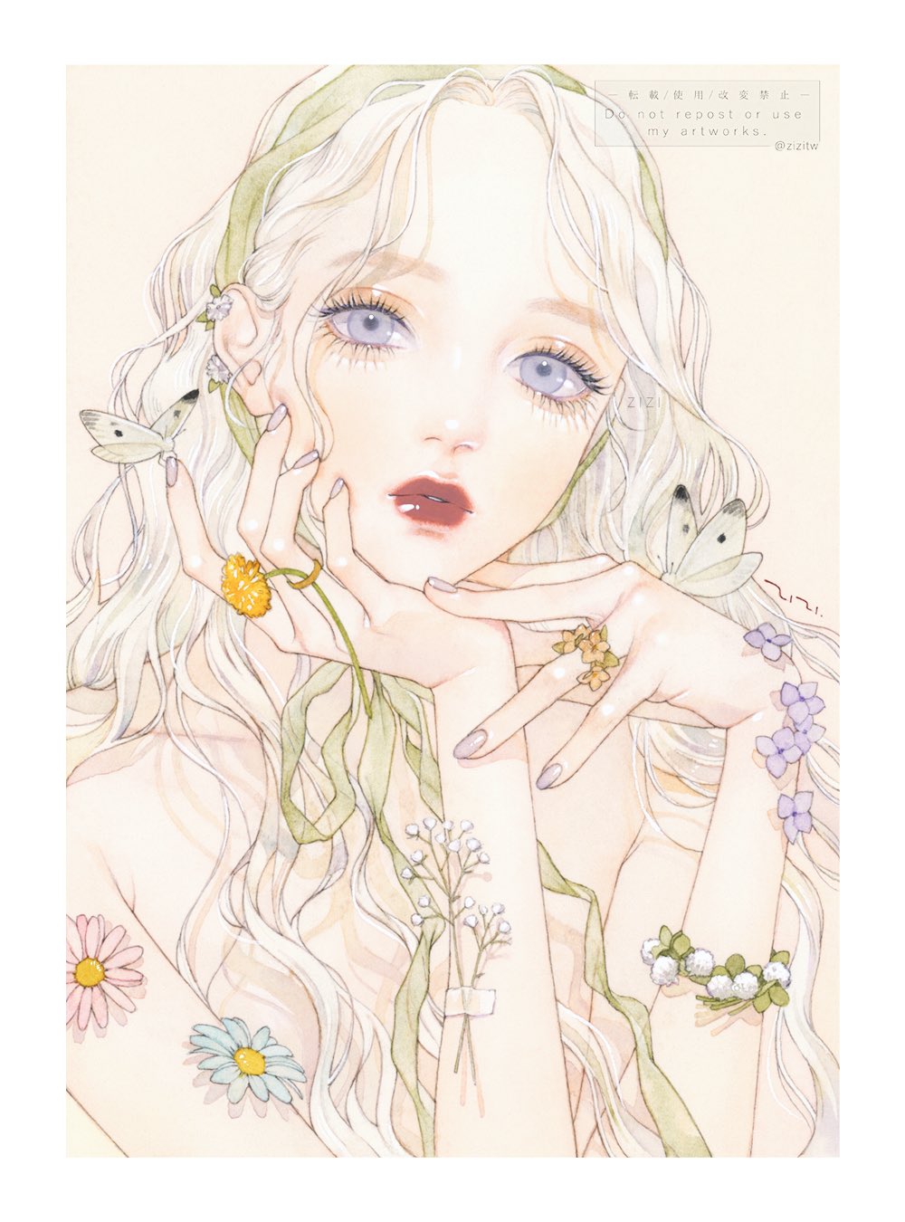 Zizi 春色を纏う 21年制作 透明水彩 アルシュ紙 210 297 T Co Dvm66sl4dh Twitter