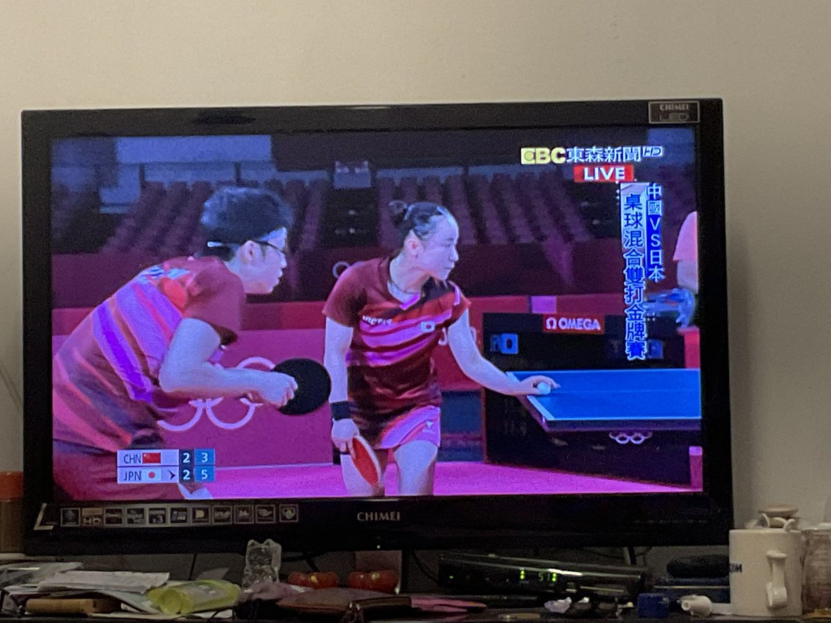 混雙桌球金牌戰～超級刺激的！
當然是替日本加油囉💪🇯🇵🇯🇵🇯🇵