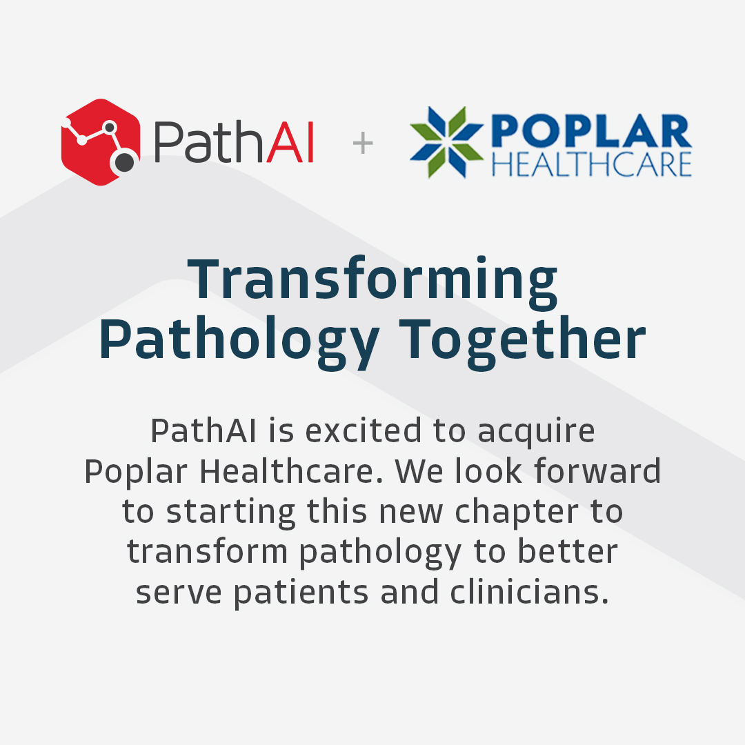 Path_AI's tweet photo. PathAI is thrilled to announce our acquisition of Poplar Healthcare. Combining the companies’ complementary expertise provides PathAI with end-to-end capabilities to support the development and delivery of new and distinctive AI-driven products. https://t.co/4dfhuOvjdG #PathAI https://t.co/sIynJSVbL3