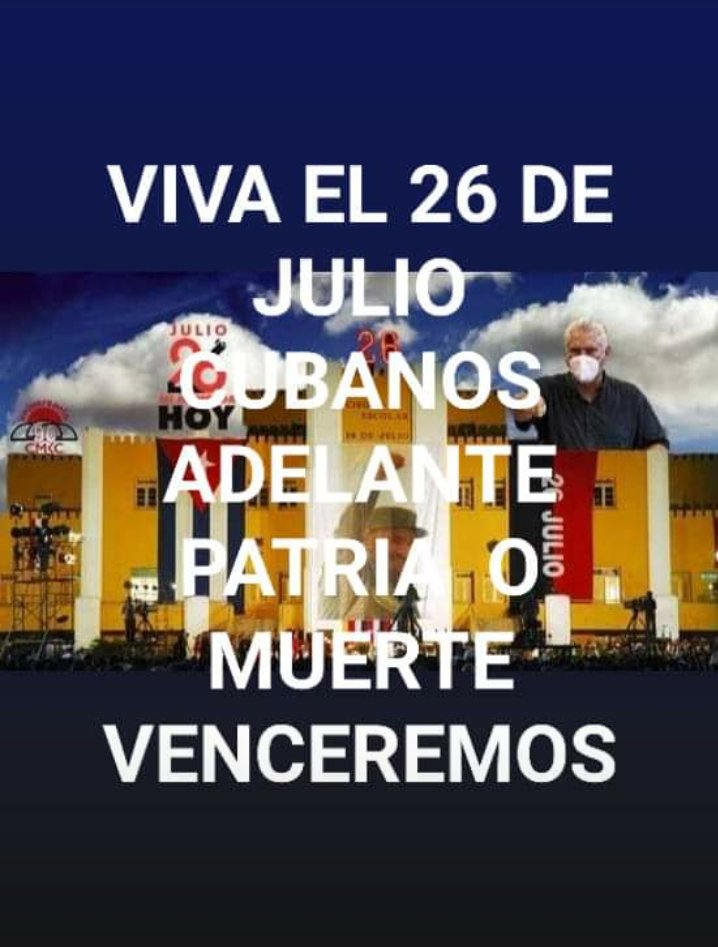 NegretElio's tweet photo. #26julio #MiMoncadaHoy #CubaPorLaVida #CubaCoopera #CubaSalva Cubanos más unidos ... https://t.co/SaYrpC0L7I