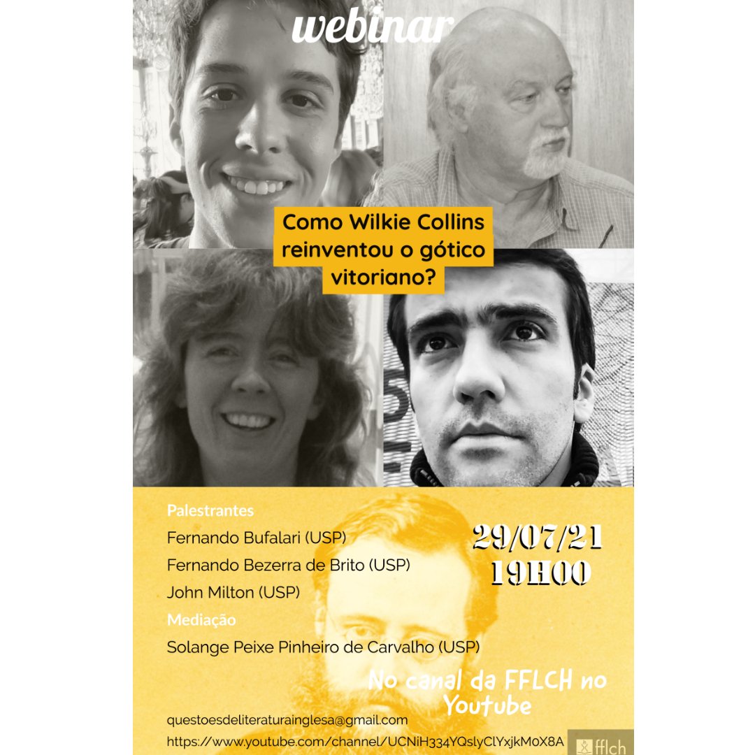 ppgelli_usp's tweet photo. E continuamos com os webinários de "Questões de Literatura em Língua Inglesa"⁠. Não vamos perder, né?
⁠
COMO WILKIE COLLINS REIVENTOU O GÓTICO VITORIANO?⁠
29/JULHO/2021⁠
19H00⁠
⁠
No canal uspfflch: https://t.co/uEu6AizFhT https://t.co/QGo0v6MaaS