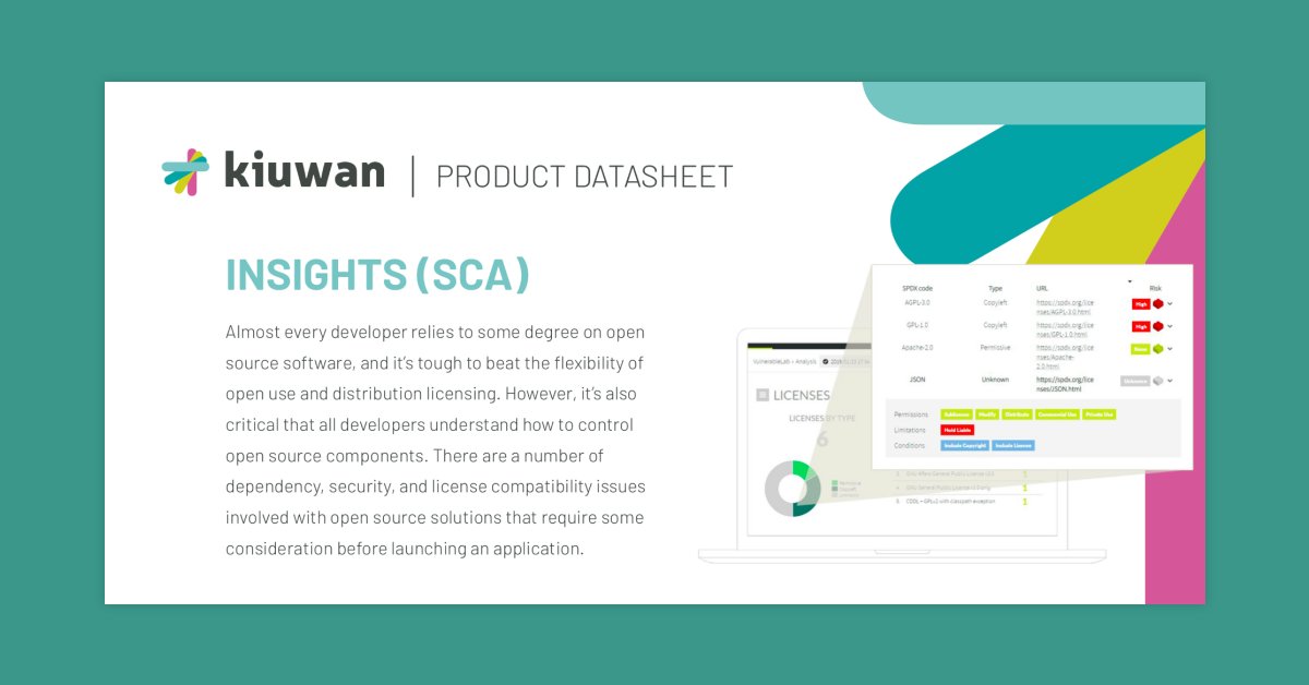 Kiuwan's tweet image. Is your application using 3rd party components?
Reduce risk from third-party components, remediate vulnerabilities and ensure license compliance with Kiuwan Insights.
Get the data sheet: kiuwan.com/wp-content/upl…
#sca #sourcecodeanalysis #codesecurity