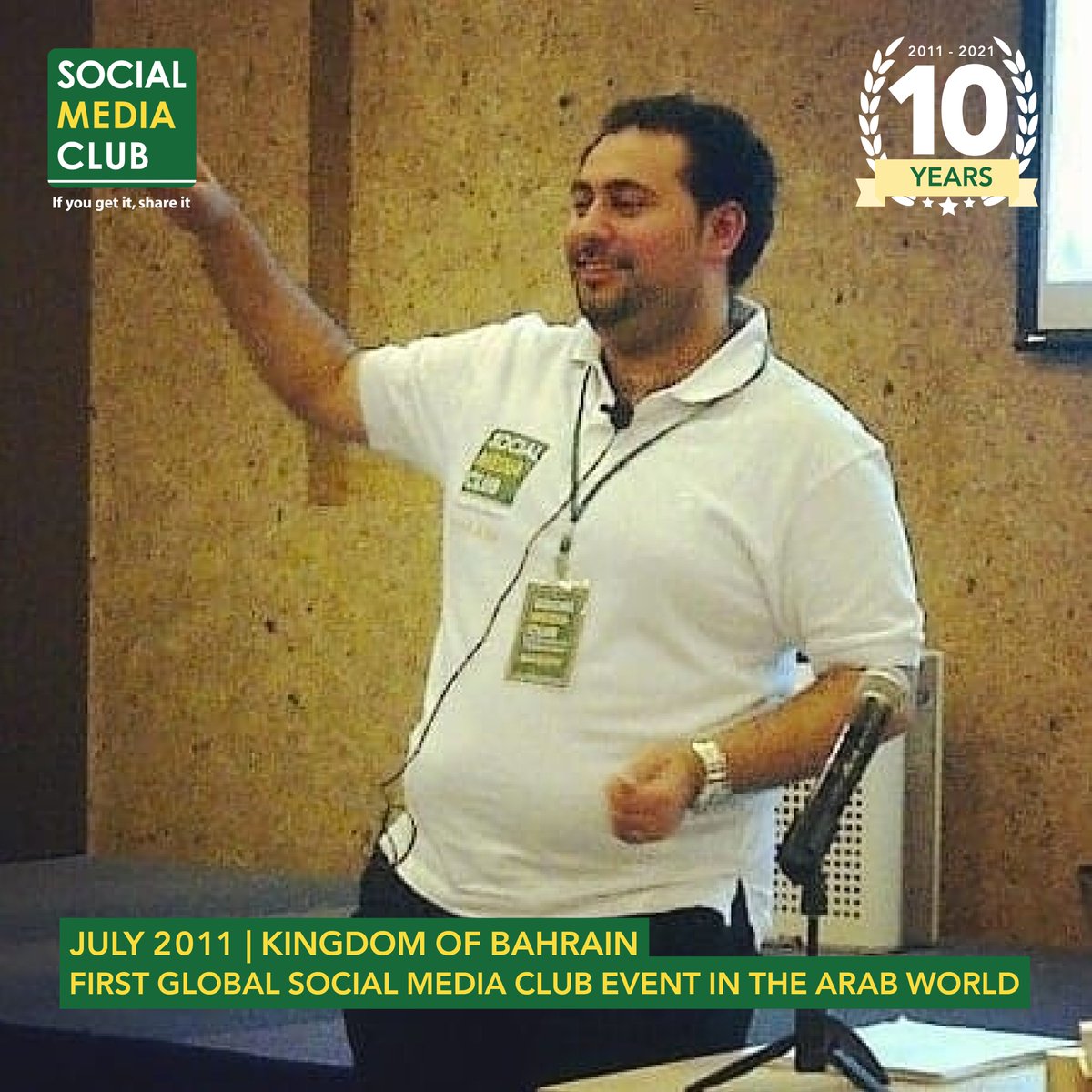 💛💚 2011-2021 💛💚
10 years in the Arab World (Middle East &amp; North Africa) #SMCMENA.

Photo: First #SMClub event in MENA Region in #Bahrain (July 2011).