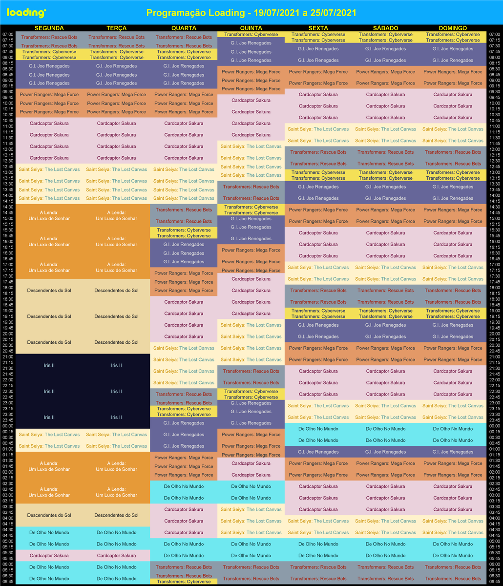 ProgramacaoBR's tweet image. Grade Loading: 19 - 25/07

Na última terça os k-dramas deixaram o canal (na quinta anterior Descendentes do Sol tinha retornado)

Foram ajustando a grade quarta e quinta e definiram na sexta: repetem até 4x as atrações agora

#ProgramaçãoBR #Loading2021 #VemPraLoading #Semana29