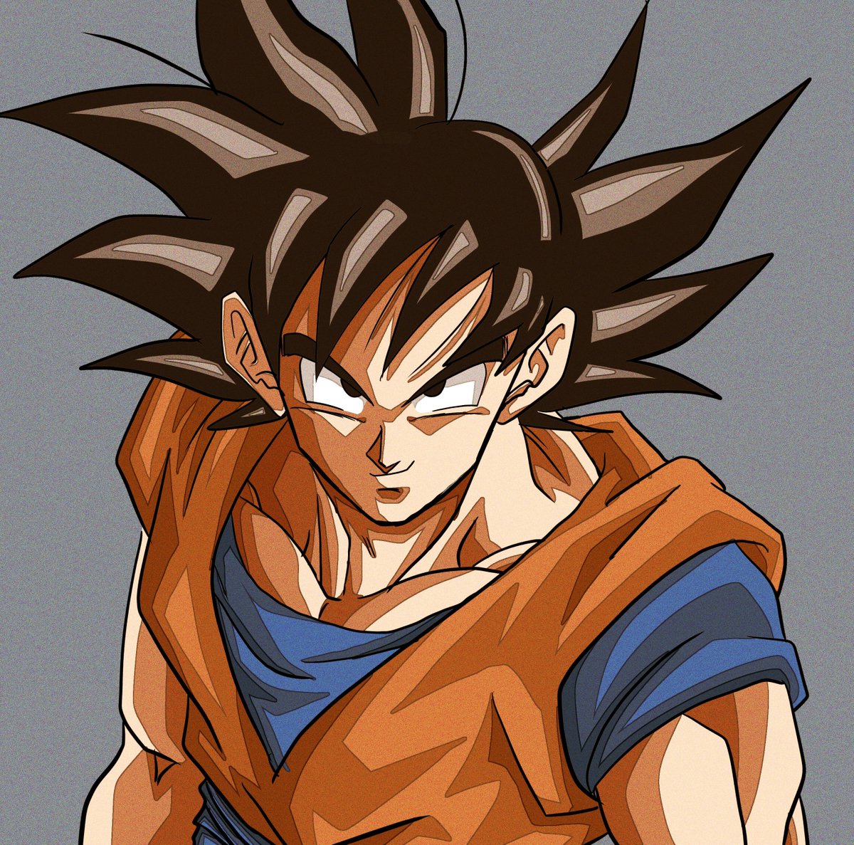 son goku male focus 1boy solo spiked hair dougi grey background simple background  illustration images