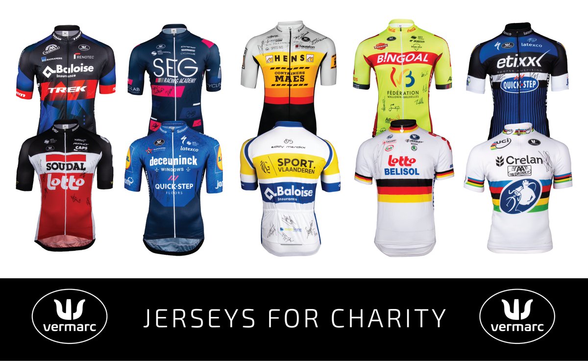 De veiling van 'Jerseys for Charity' is geopend! 🙌
Ontdek alle gesigneerde items via: groteprijsvermarc.com/jerseysforchar…

👉 De veiling loopt tot en met zondag 8 augustus!

#charity #jerseysforcharity #Auction #signedjersey #vermarc #gesigneerdewielertrui #wielertrui #signedshirt