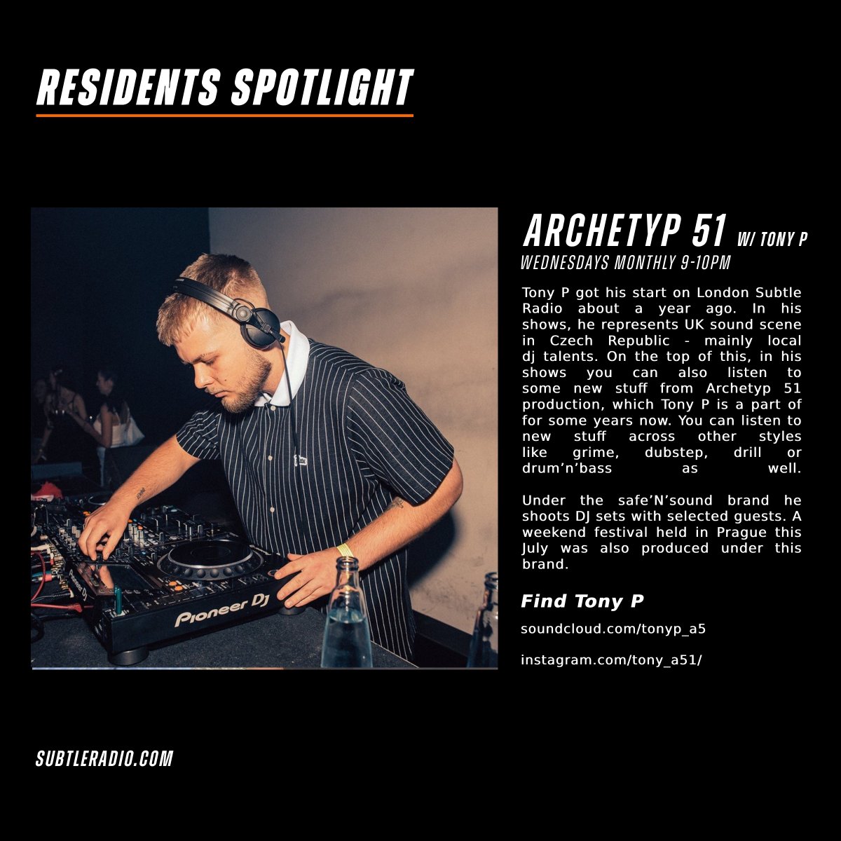 subtleradio's tweet photo. Tune into July's Residents Spotlight. This month we chat with Archetyp 51, UKBM and Joe Vincent. Make sure you read all about these fantastic DJ'S and Presenters! https://t.co/ZKZZmIdzke