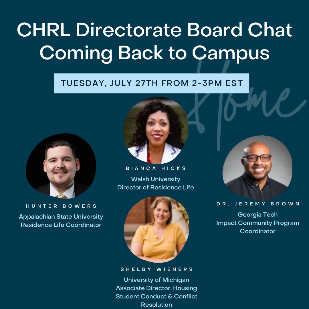 Join CHRL for a panel on returning to campus in person! The panel will discuss some of the anticipated challenges that we are expecting and how we are responding. Please join on Tuesday, July 27th from 2-3pm at appstate.zoom.us/j/93984991767?… or join later on Facebook live!