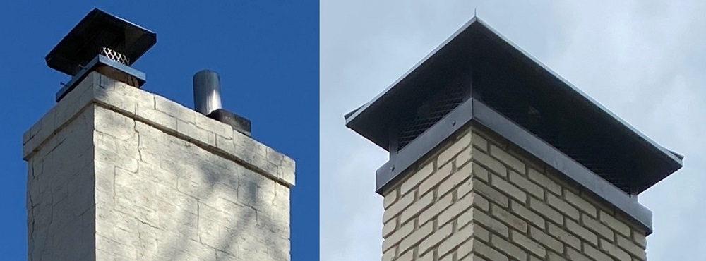 Another before and after from one of our business partners.  The customer has a ChimGuard Outside Mount Chimney Cap that will last forever in our harsh Minnesota weather.
#chimguard #sotametalfab #ultimatechimneyprotection  #outsidemountcap #customchimneycaps https://t.co/DcXFzvCO9Z