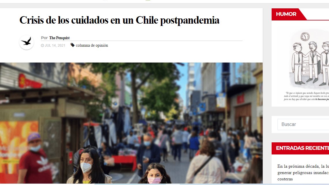 RedInvestChile's tweet photo. Crisis de los cuidados en un Chile Postpandemia, columna de nuestra presidenta @bastias_adriana en el diario @ThePenquist  https://t.co/DbjLpM1CO1 https://t.co/xzvI1Xopai