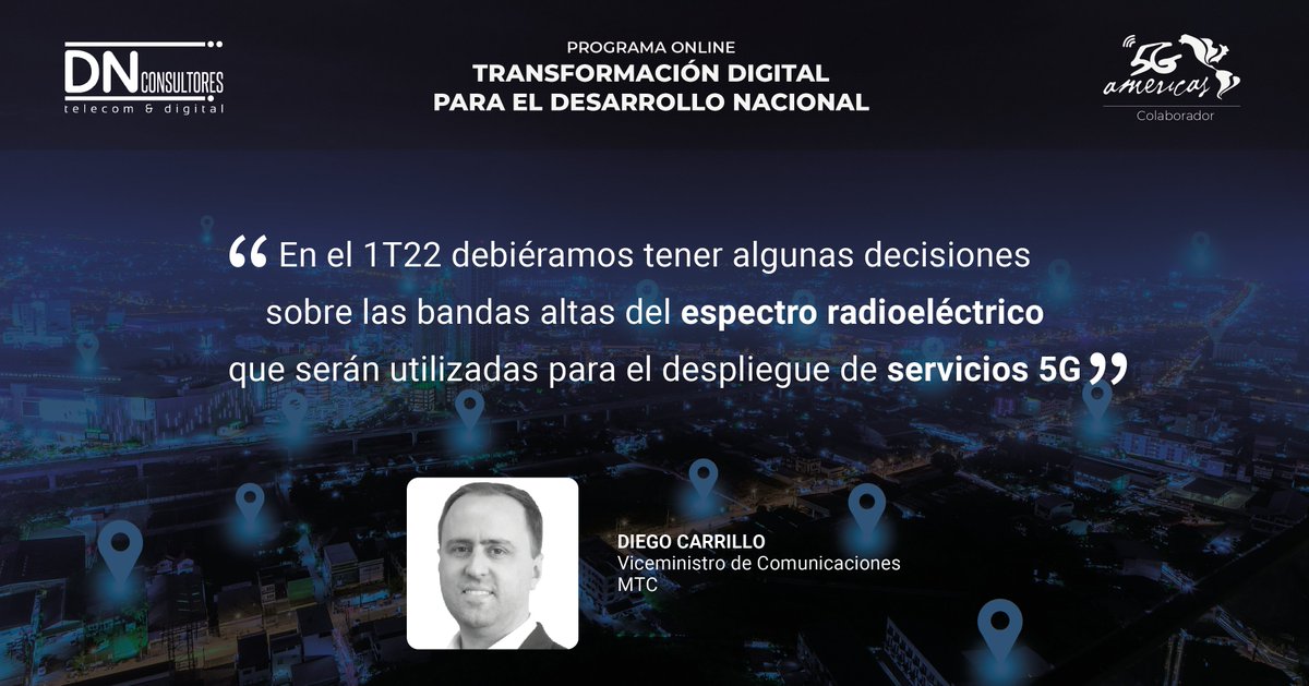 chuamant's tweet photo. Módulo 1 #ConectividadDigital de #ProgramaTDDN, próximo a concluir, continuó semana pasada con ponencia de autoridad, Diego Carrillo, VM Comunicaciones @MTC_GobPeru, con una clara presentación sobre desarrollos recientes y desafíos en sector #EspectroRadioeléctrico #RDNFO (1/2) https://t.co/QKg78yhKDo