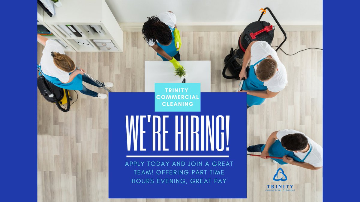TrinityComClean's tweet image. JOIN OUR AMAZING TEAM!
Earn extra money working with a great team, part time evening hours, above industry standard pay. 
Learn more and apply here:
indeed.com/job/office-cle…