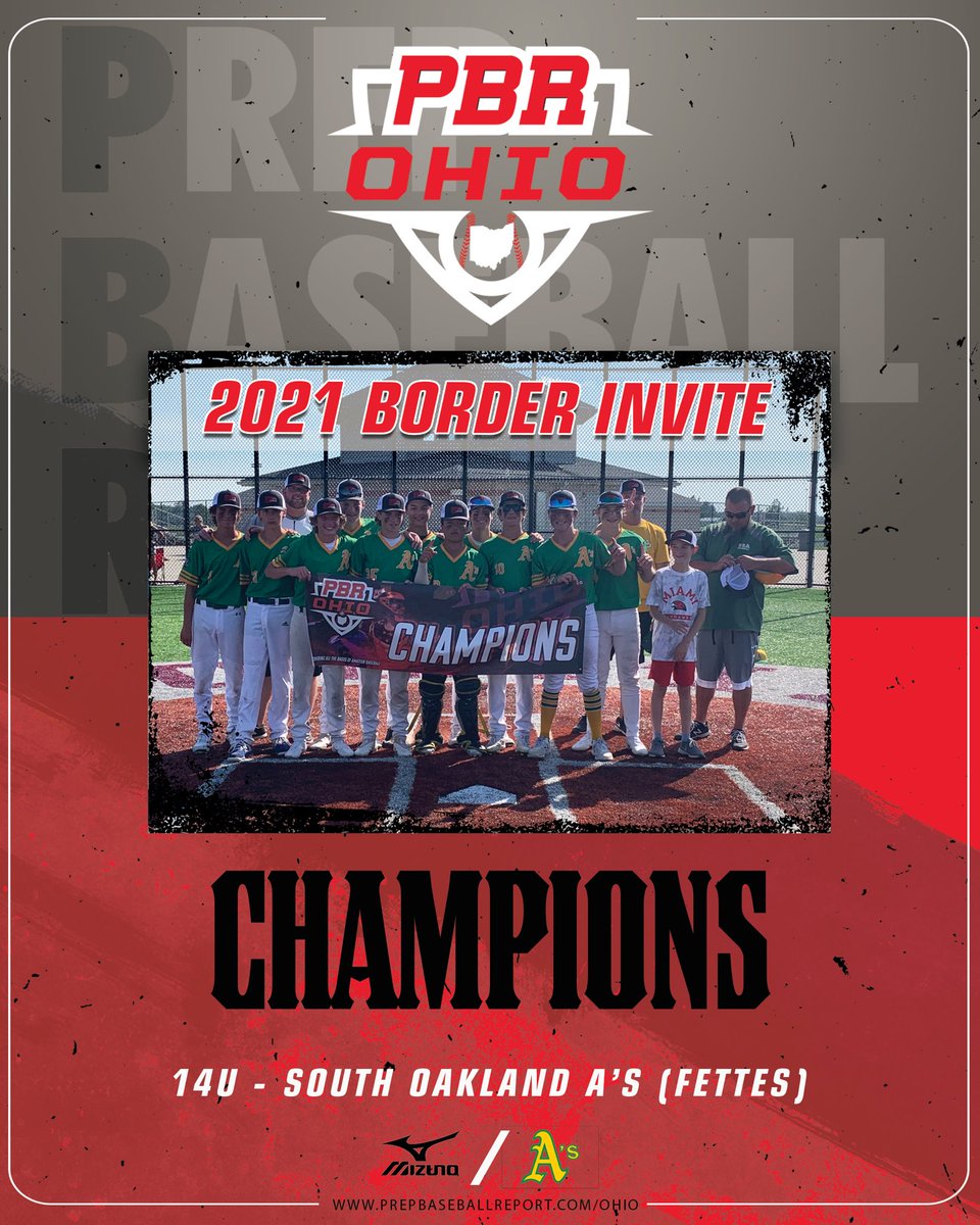 Prep Baseball Ohio Scouting Coverage (@prepbaseohscout) on Twitter photo 🏆CHAMPIONS🏆
Congratulations to the 2021 14u Border Invite Champions!
⬇️⬇️⬇️
<a href="/SOABaseball1/">South Oakland A’s Baseball</a>
#BorderInvite 🏆CHAMPIONS🏆
Congratulations to the 2021 14u Border Invite Champions!
⬇️⬇️⬇️
<a href="/SOABaseball1/">South Oakland A’s Baseball</a>
#BorderInvite