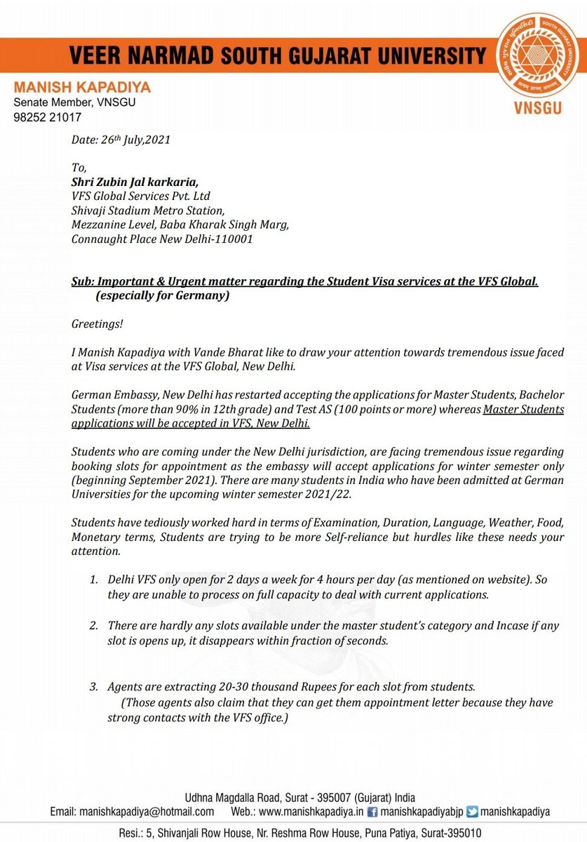 manishkapadiya's tweet photo. Important &amp; Urgent matter regarding the Student Visa services at the VFS Global. (especially for Germany)
@dpradhanbjp @DrSJaishankar @eoiberlin @GermanyinIndia @AmbLindnerIndia @MEAIndia @MOS_MEA @VFSGlobal https://t.co/TVIazIufTl