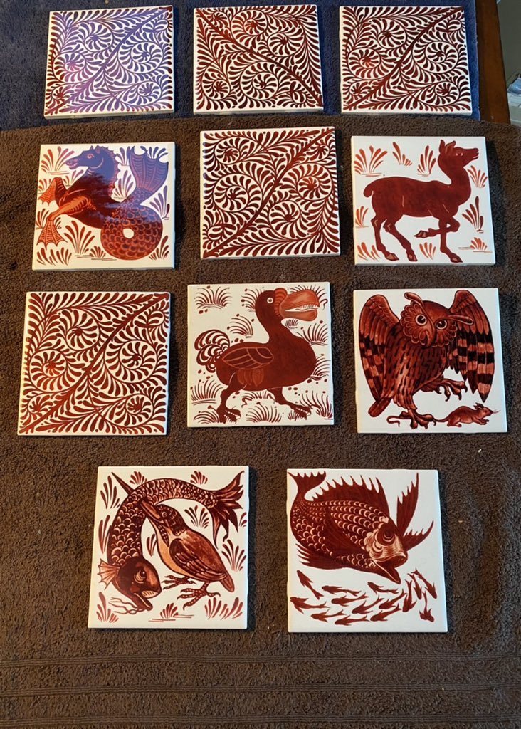 William Morris Tile (XineAnn) on X: William De Morgan tiles for Lewis  Carroll's fireplace at Oxford. Six inch tiles. Hippocampus, fawn, caucus  race dodo, owl and rat, hunting kingfisher,school of fish.