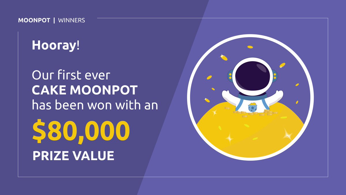 moonpotdotcom's tweet photo. We have our first ever winners:

https://t.co/kJKX9ldiwO

Congratulations they won 441.21 $CAKE and 11.35 $BIFI each.

Whether you won or not, please pay attention for some important upcoming news about the next Moonpot. https://t.co/zMHRVRKYZC