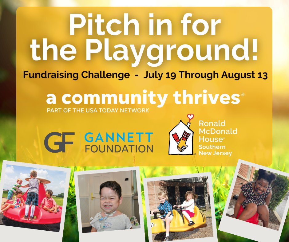 Let's all pitch in for the playground! acommunitythrives.mightycause.com/organiza.../Rm…… 
Join our 'A Community Thrives' fundraising challenge with The Gannett Foundation starting today! Help us reach our $6,000 goal by August 13 to provide a brand new HandiCapable playground for the children at RMHSNJ