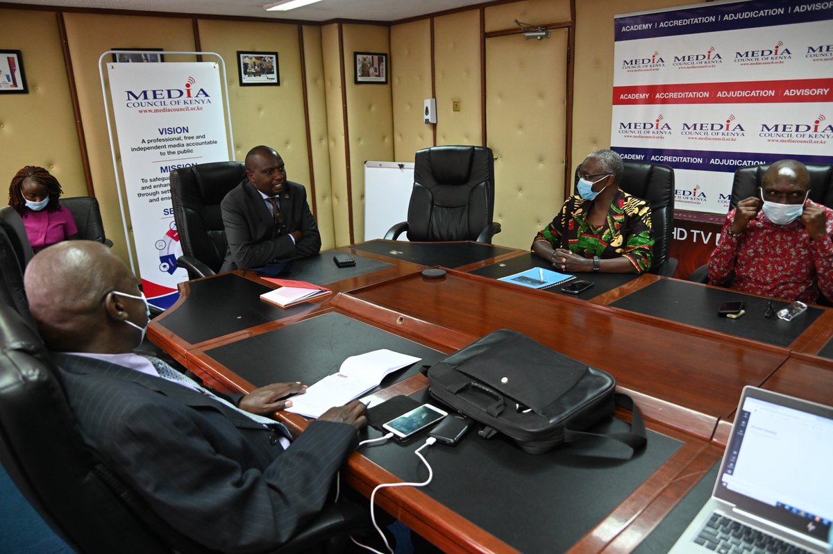 The .<a href="/MediaCouncilK/">Media Council of Kenya</a>  CEO .<a href="/DavidOmwoyo/">David Omwoyo, MBS</a>  today hosted leadership of the .<a href="/apbkenya/">ASSOCIATION OF PROFESSIONAL BROADCASTERS-KE</a> led by Vice Chairperson .<a href="/GesoraThomas/">thomas gesora</a>, Secretary .<a href="/tnabusoba/">Toepista Nabusoba</a>  and member .<a href="/omoleasiko/">omole asiko</a> at the Council.