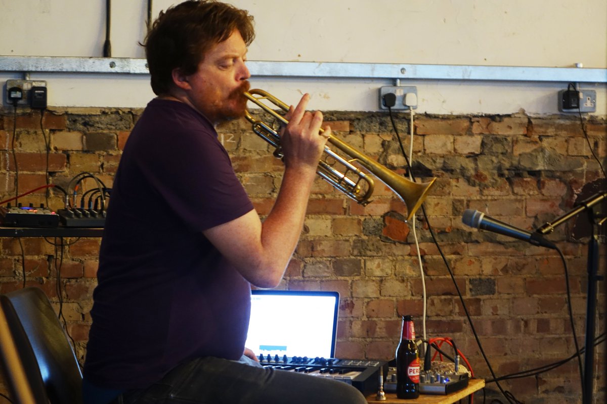 JazzSnipe's tweet photo. Lovely closing set at #camofest by hymn (Chris Dowding, Dave Ross, Sylvia Hallett). Minimalist fragments of wistful melody drifting in and out of an ethereal soundscape of hums, thuds and scratches, made even more evocative by the calls of gulls floating in through the open door. https://t.co/eB8kCLm8ec