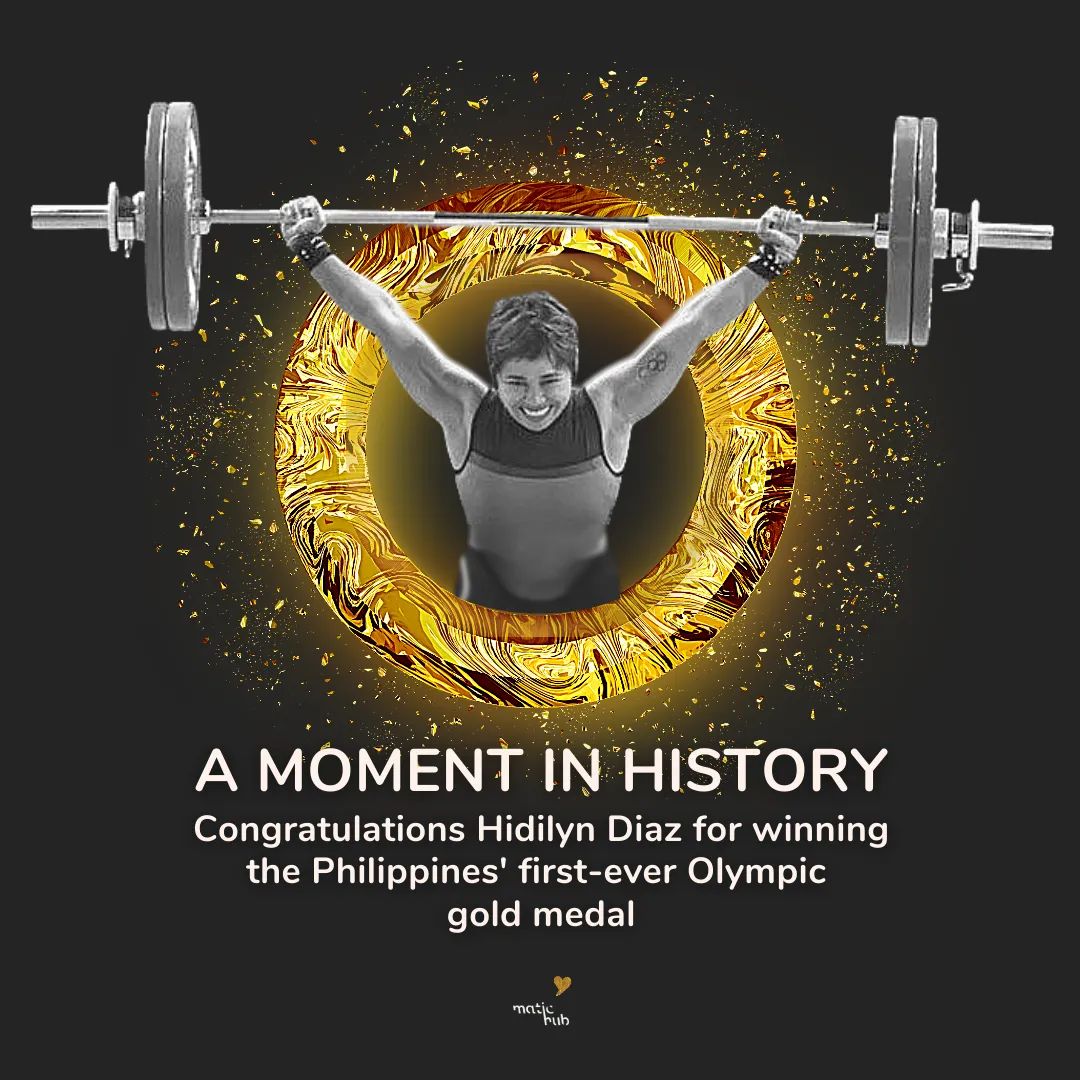 MaticPh's tweet photo. 🇵🇭🇵🇭🇵🇭 Congratulations #HidilynDiaz for winning the Philippines' first-ever Olympic gold medal at the #Tokyo2020!

🧡 From your rabid fans at Matic https://t.co/VHrBsjgmtJ