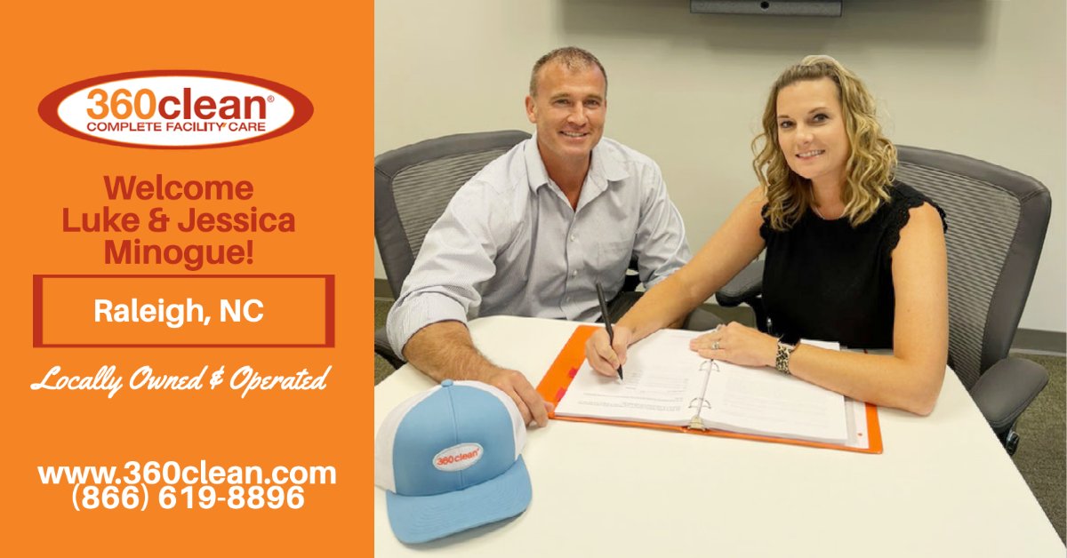 360clean's tweet photo. 360clean is excited to welcome Luke & Jessica Minogue, from Raleigh NC, to the 360fam!
#franchise #franchiseowner #commercialcleaning #360clean https://t.co/n8qFIgz0o9