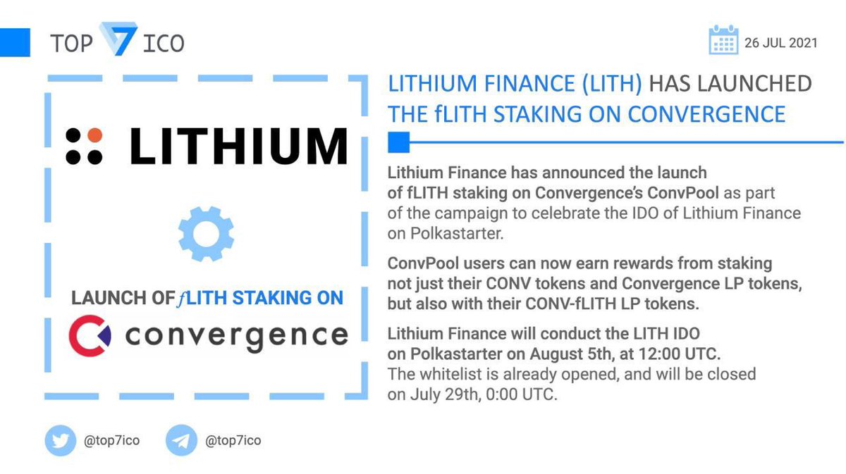 top7ico's tweet photo. 🚀@LithiumFinance $LITH has launched the $fLITH staking on Convergence

ConvPool users can now earn rewards from staking not just their $CONV tokens and @ConvergenceFin LP tokens, but also with their CONV-𝑓LITH LP tokens.

👉 https://t.co/WMZ3TOr2x7 https://t.co/sw8YGbmY26
