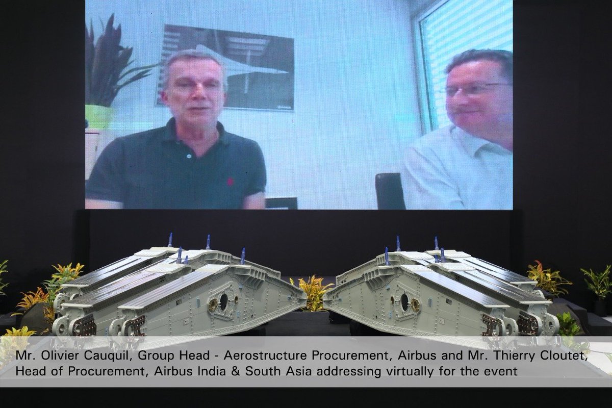 DynamaticTech's tweet photo. Today we delivered the 150th shipset of Airbus #A330 Flap Track Beam Assemblies. The hand-over to @Airbus, was witnessed by senior executives from Airbus in UK, France & India, led by Olivier Cauquil, Group Head Aerostructure Procurement. #DynamaticMissionZero #MakeInIndia https://t.co/Y8gTzrR6SB