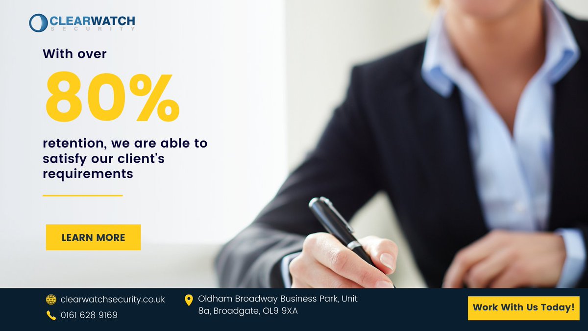 ClearWatch's tweet image. Clients who have worked with us are impressed with our professional service and choose to stay with us

#clearwatchsecurity #business #security #safety #securityservices