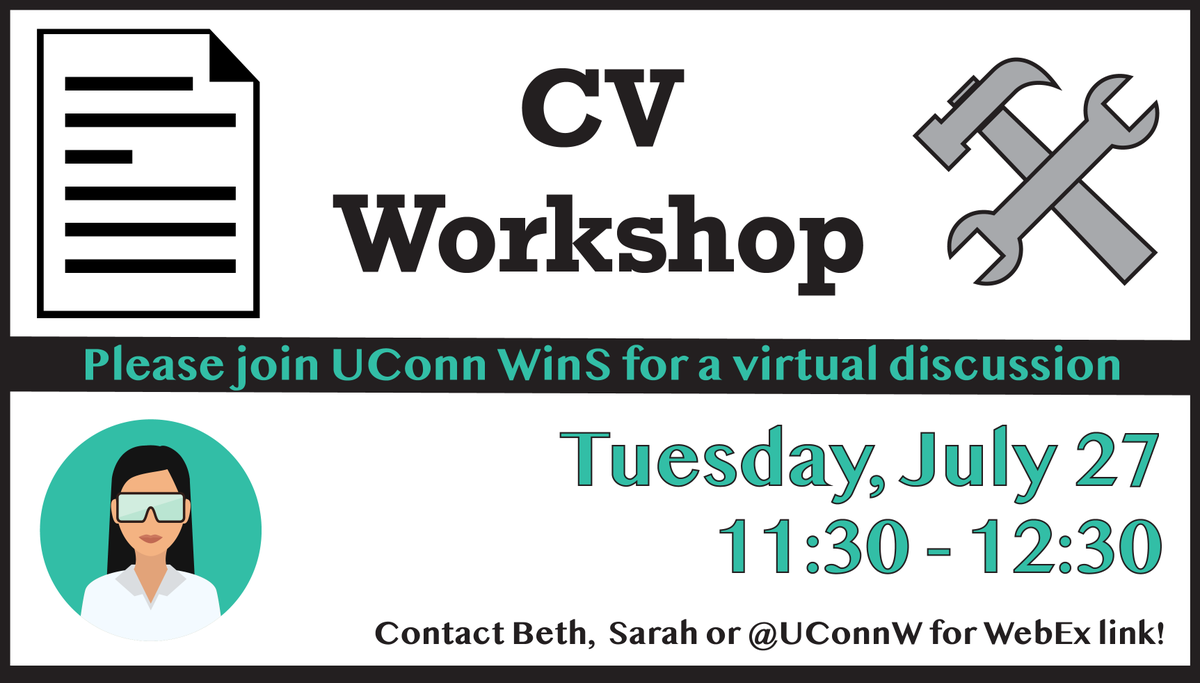 UconnW's tweet photo. LATE-BREAKING NEWS!
We're meeting tomorrow (virtually) from 11:30 - 12:30 to discuss &amp; workshop CVs. https://t.co/FMUgCXf6fy