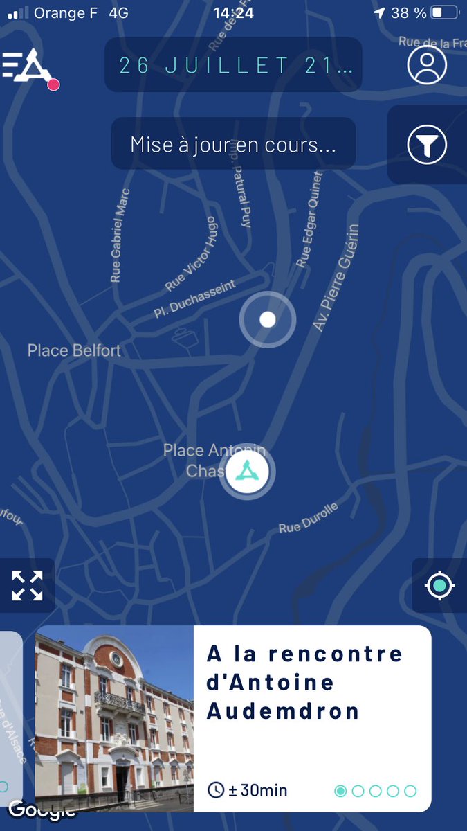 Intovinceres's tweet photo. Les jeux de pistes géolocalisés que j’ai pu faire créer à mes élèves sont en train d’être déployés sur l’appli @atlantide_io. Si vous êtes de passage sur Thiers, n’hésitez pas à venir apporter votre aide à George Sand et à Antoine Audembron ! https://t.co/gQZFD3SUpE