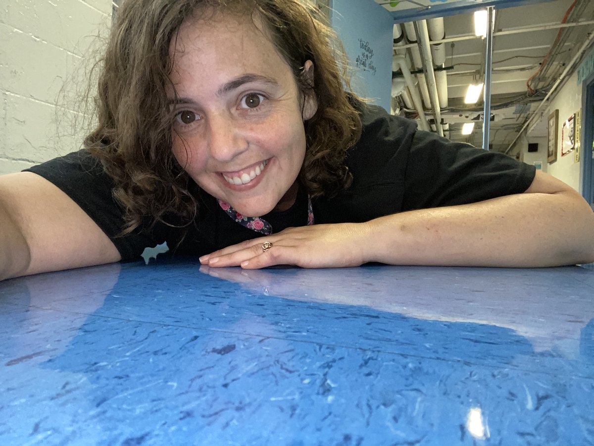 MrsAngelineHale's tweet photo. Don’t mind me…I’m just checking out my reflection in these floors.  This crew is amazing! They are working hard to keep our 58 year old building looking her best. Thank your custodians today! They work hard! https://t.co/GqwdBkJIf0