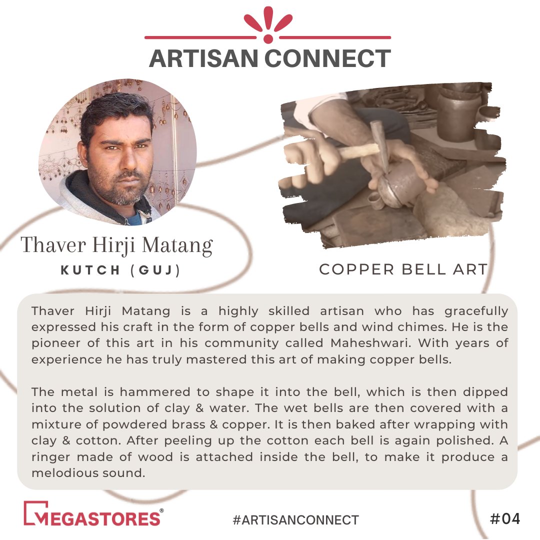 megastores_'s tweet photo. Thaver Hirji Matang is a highly skilled artisan who has gracefully expressed his craft in the form of copper bells and wind chimes.
Shop directly from the artisan: https://t.co/QQ0uBrMZP5
#megastores #artisanconnect #megastoresartisans #copperbell #walldecor #handmade https://t.co/VdTiU4cTYr