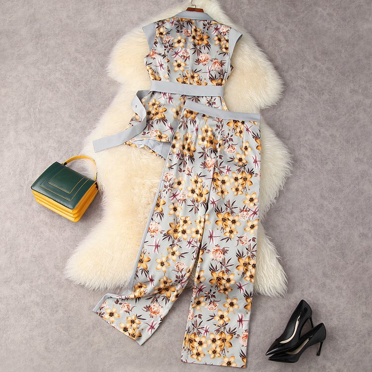 Finer46394764's tweet image. Clothing Set of Fashion Floral Prints Belted Vest + Trousers #suitsets #officeladystyle #suitvest #suitpants