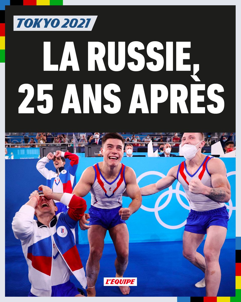 lequipe's tweet photo. La Russie sacrée au concours général de gymnastique par équipes aux JO de Tokyo, 25 ans après son dernier titre https://t.co/zNMfAFKoDj https://t.co/I9czDMUjjN