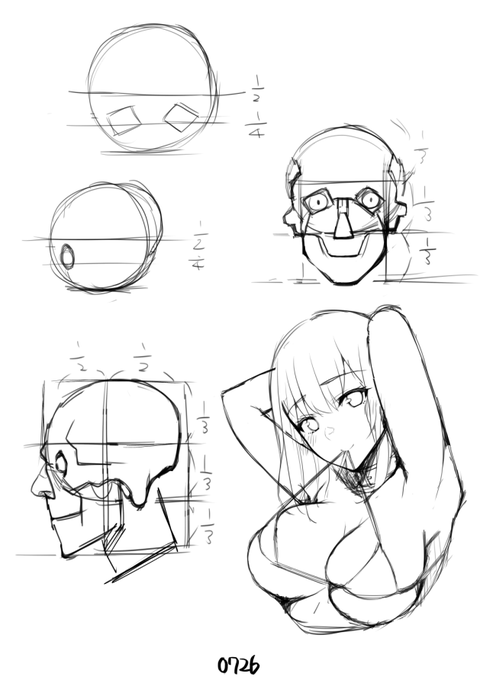 0726/頭蓋骨が何の役に立つかはわからないけどソッカに言われたので描いた
それとは関係なく、全体を見る癖は少しづつつけていこうと思う。
右下のはおまけ 