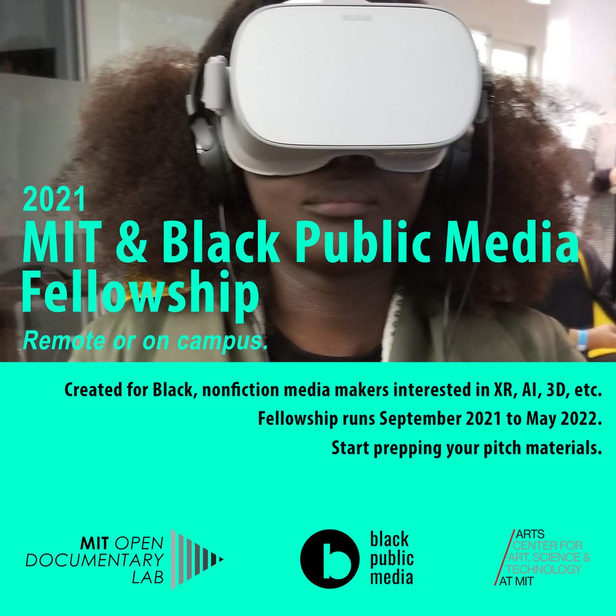 opendoclab's tweet photo. 📢The 2021 @opendoclab &amp; @BLKPublicMedia Fellowship application is open! It allows Black #creativetechnologists in film, TV, tech &amp; academia to join @MIT OpenDocLab for 1 academic year to develop their #nonfiction, #emergingtech project. Apply by August 8➡️https://t.co/QNgGUdOFb3 https://t.co/vH8xPfQk5S
