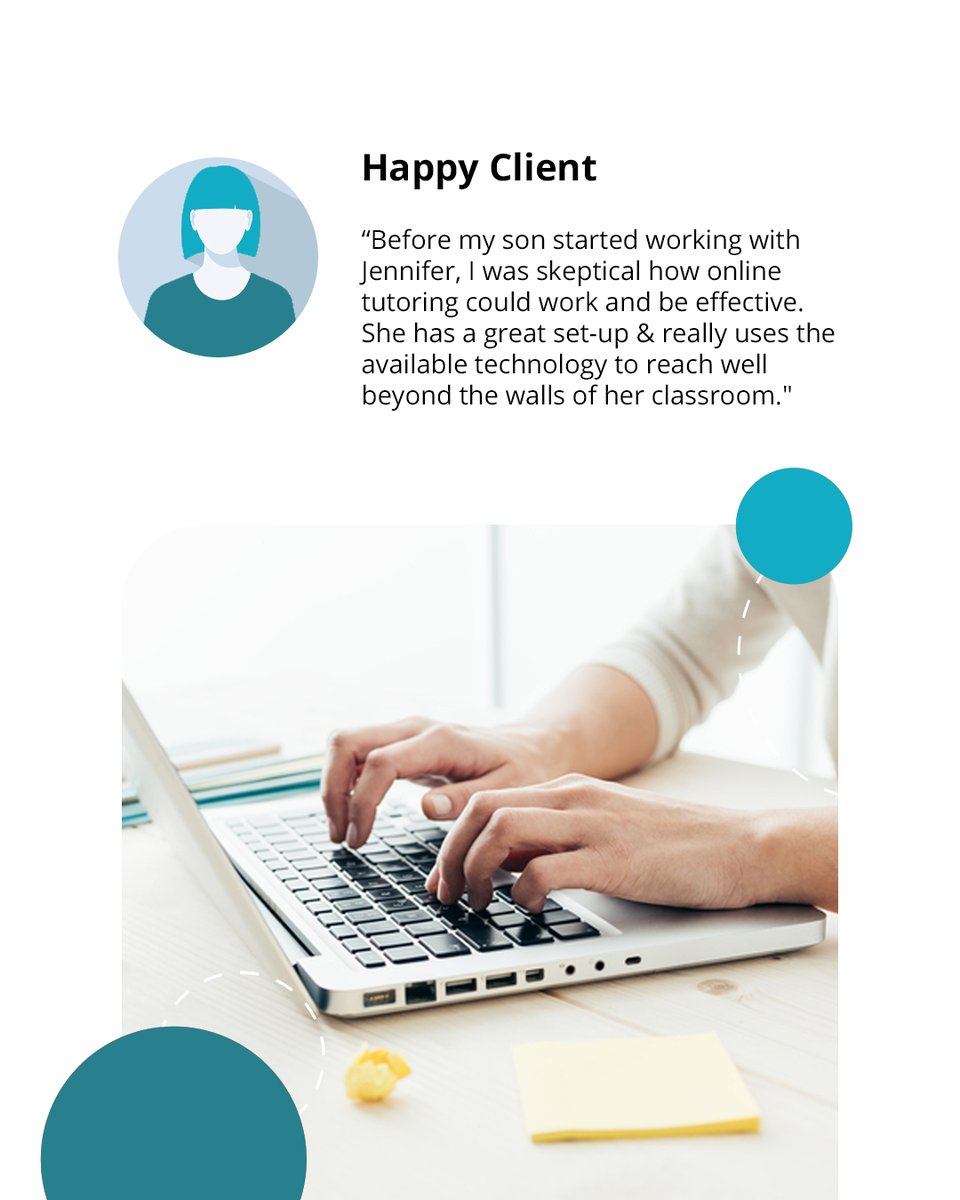 MathMills's tweet image. &quot;Before my son started working with Jennifer, I was skeptical how online tutoring could work and be effective. She has a great set-up &amp;amp; really uses the available technology to reach well beyond the walls of her classroom.&quot;