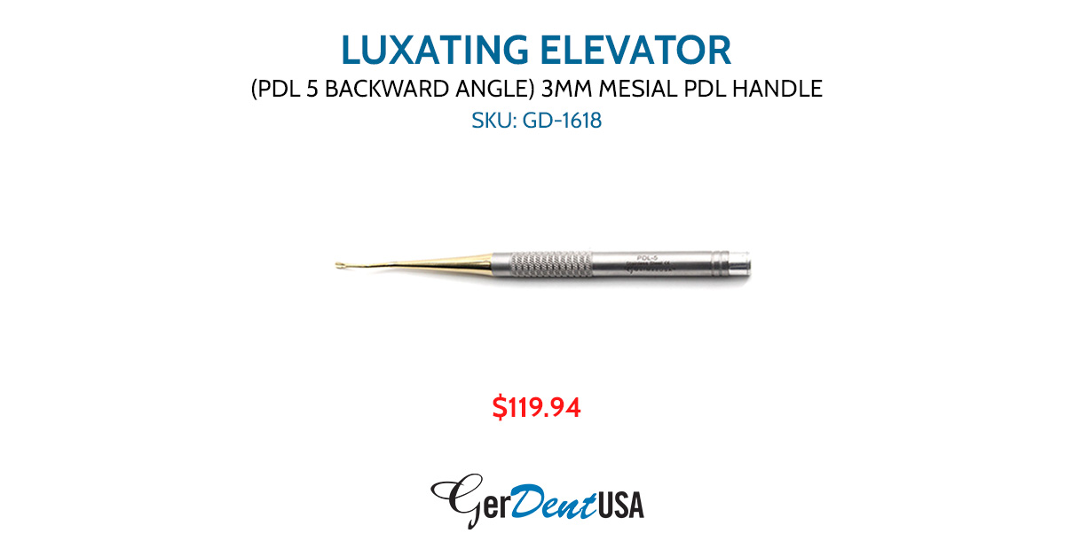 Gerdentusa's tweet photo. Luxating Elevator (PDL 5 Backward Angle) 3mm Mesial PDL Handle is used for pulling, lifting the periosteum and making the tooth loosen from the periodontal ligament for easy extraction. https://t.co/um1H3Zk27i
#gerdentusa #luxatingelevators #dentalelevators #periodontal #dental https://t.co/HSv40GoE8w