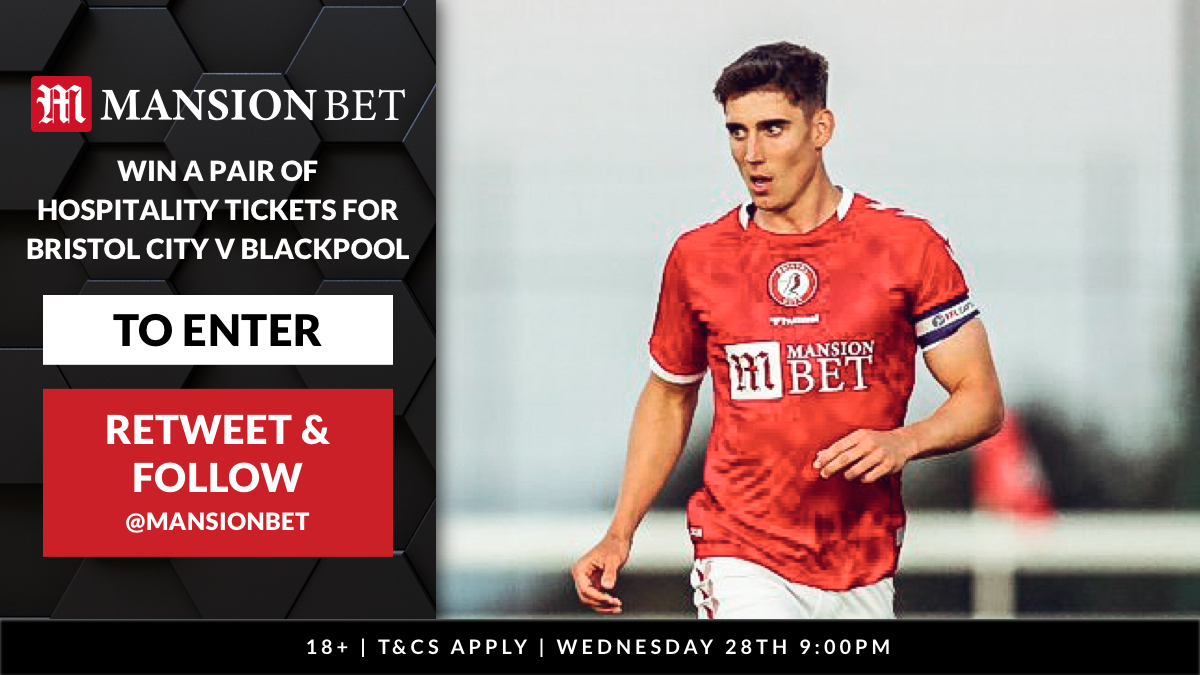 WIN A PAIR OF HOSPITALITY TICKETS FOR BRISTOL CITY VS. BLACKPOOL! ⚽️ 🗓 Start the new season off in style! (Aug 7th) Simply RT this tweet and follow @MansionBet to enter! ✅ @BristolCity | #BristolCity 18+ | Full T&Cs Apply: bit.ly/MBComps