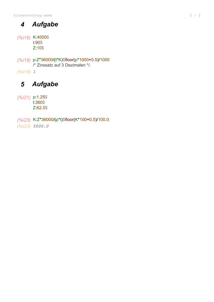Einfache Zinsenrechnung. #CASMaxima