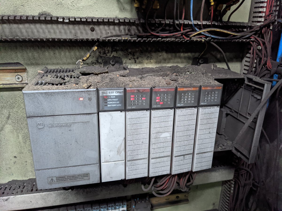 adiDev0's tweet photo. Modern PC: "Oh speck of dust, I'm broken now", meanwhile #PLC, literally melted metal and sand on top of it: "I'll will be alright for another 25y"
#slc5 #programmer #work #ProgrammableLogicController https://t.co/oSfcIT2GBg
