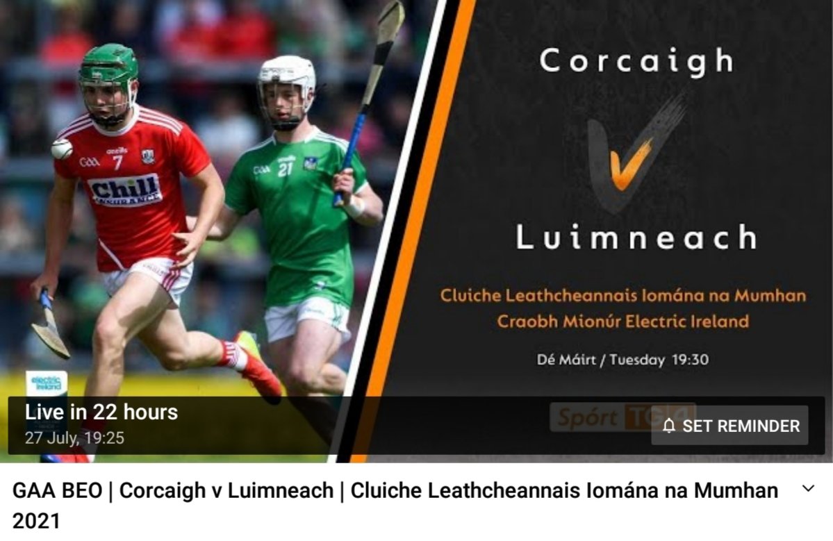 LKUnderageHurl's tweet photo. MINOR HURLER LIVE ON YOUTUBE SPORT TG4

Our minor hurlers clash with Cork in the Electric Ireland Munster Minor Hurling Championship Semi Final tomorrow night will be streamed on GAA Beo @SportTG4 Youtube at the link below.

Make sure you tune in

https://t.co/z6ziYiKAgm https://t.co/tkYYasnmgw