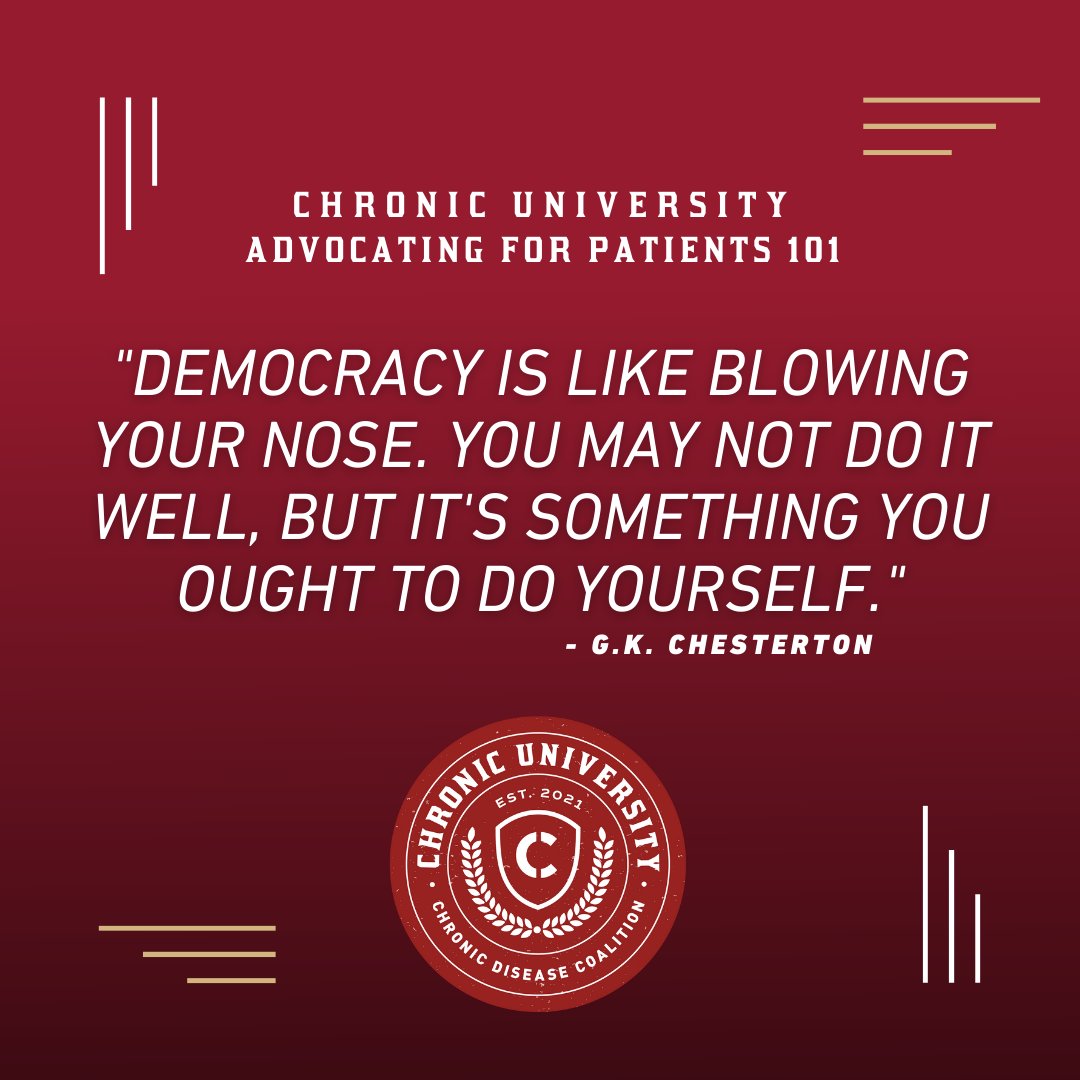 ChronicRights's tweet photo. 📢🏫Join the conversation this week and register for Chronic University: Advocating for Patients 101. #CDM21 #ChronicU
https://t.co/OzuXxW5UOI https://t.co/fWu9ZobP5c